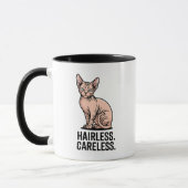 Hairless Careless Sphynx Cat Attitude Art マグカップ (左)
