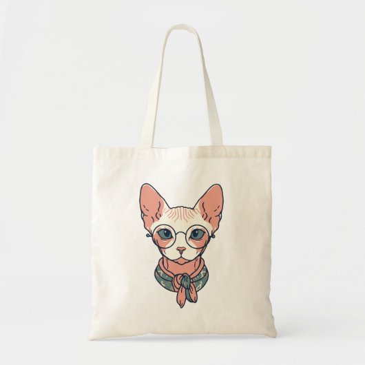 Hairless Sphynx Cat wearing glasses トートバッグ (正面)