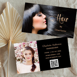 Hairstylistフォトスクリプト美しいQRコード 名刺