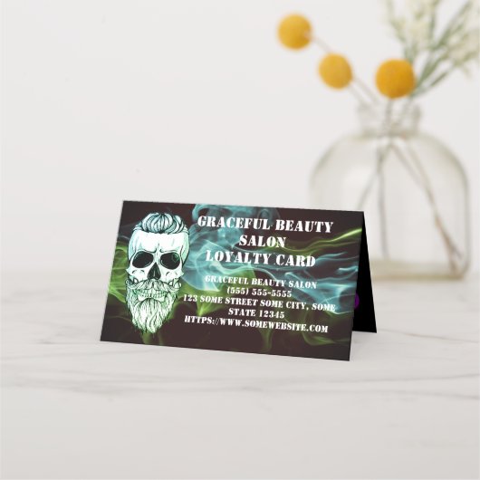 hairstylist barber loyalty card skull  ロイヤリティカード (正面)