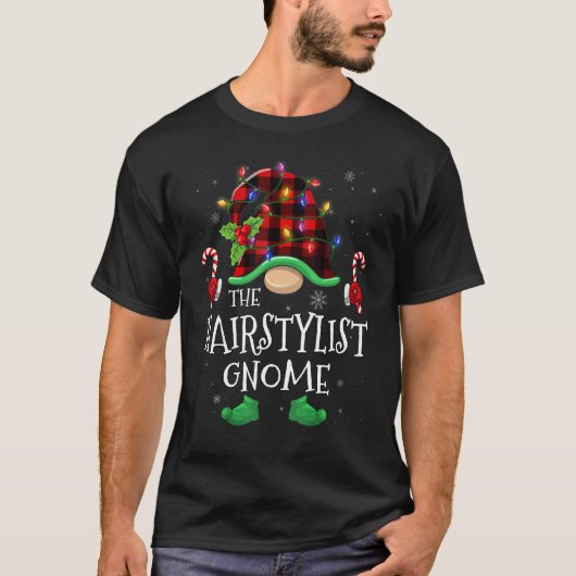 Hairstylist Gnome Buffalo Plaid Matching Family Ch Tシャツ (正面)