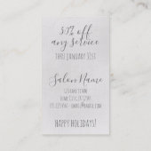 hairstylist hair stylist gift certificate xmas 割引カード (裏面)