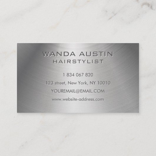 Hairstylist Razor Blade Metallic Stainless  名刺 (裏面)