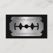 Hairstylist Razor Blade Metallic Stainless  名刺 (正面)