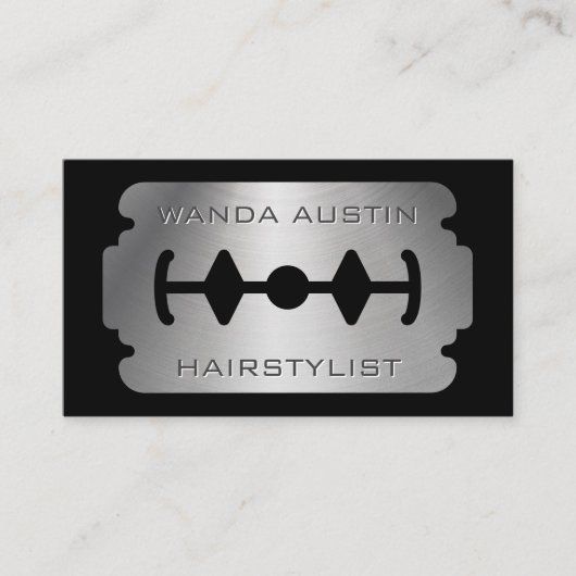Hairstylist Razor Blade Metallic Stainless  名刺 (正面)