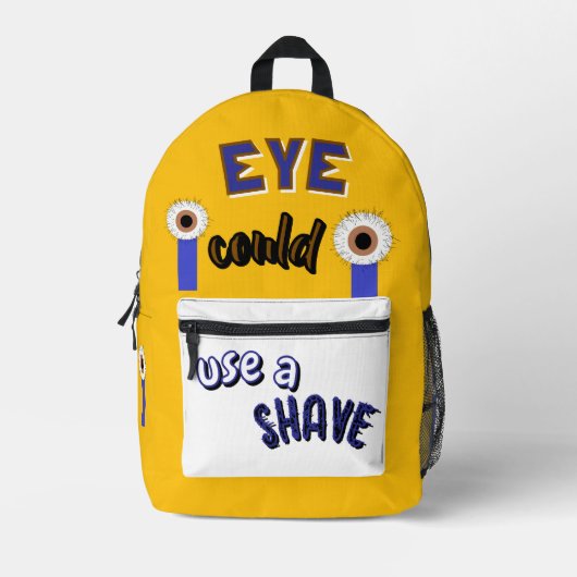 Hairy Eyeball Print Cut Sew Bag プリントバックパック (正面)