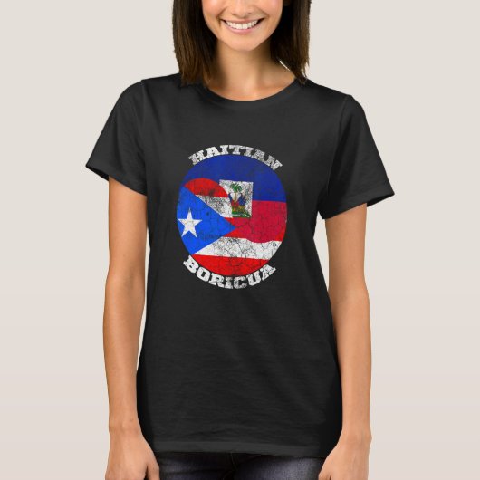 Haiti and Puerto Rico flag, Half Haitian Half Bori Tシャツ (正面)