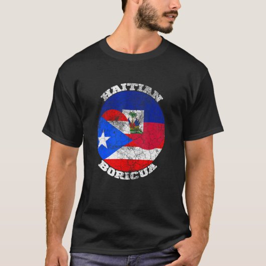 Haiti and Puerto Rico flag, Half Haitian Half Bori Tシャツ (正面)