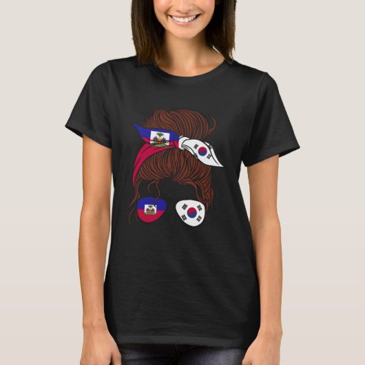 Haiti and South Korea Mix Half Haitian half South  Tシャツ (正面)