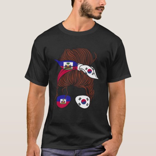 Haiti and South Korea Mix Half Haitian half South  Tシャツ (正面)
