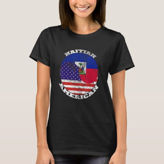 Haiti and the American flag, Half Haitian Half Ame Tシャツ (正面)