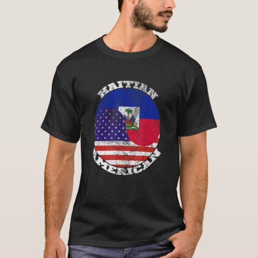 Haiti and the American flag, Half Haitian Half Ame Tシャツ (正面)