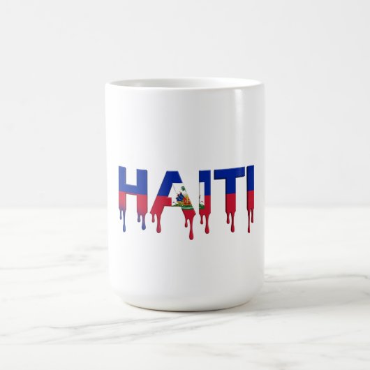 Haiti Drip Text | Caribbean Flag Design | Fan  コーヒーマグカップ (中央)