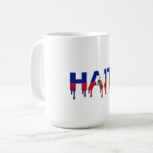 Haiti Drip Text | Caribbean Flag Design | Fan  コーヒーマグカップ (正面左)