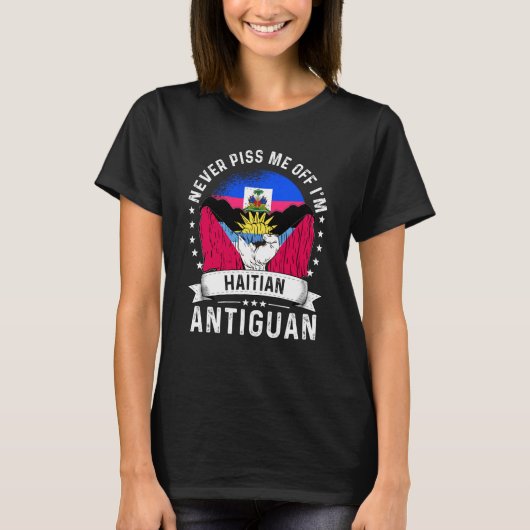 Haiti Flag Antigua&Barbuda Grown Humor Pride Tシャツ (正面)