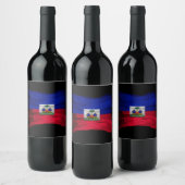 Haiti flag brush stroke, national flag ワインラベル (ボトル)