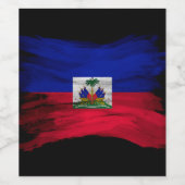 Haiti flag brush stroke, national flag ワインラベル (シングルラベル)