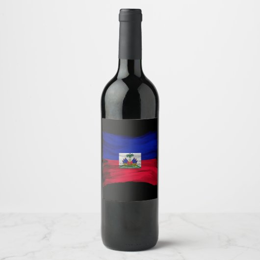 Haiti flag brush stroke, national flag ワインラベル (正面)