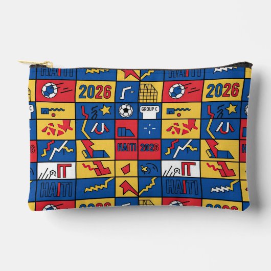 Haiti Football Pattern Zipper Bag アクセサリーポーチ (正面)