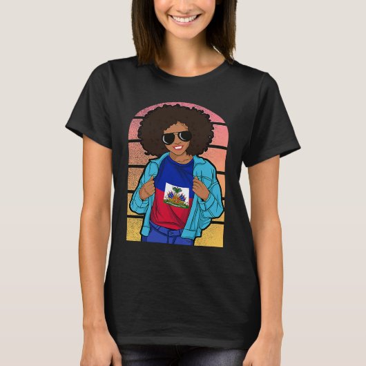 Haiti Haitian Flag Day Creole Proud Woman Happy Ay Tシャツ (正面)