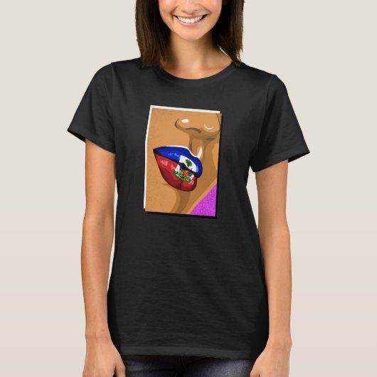 Haiti Haitian Flag Day Creole Proud Woman Happy Ay Tシャツ (正面)