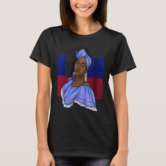 Haiti Haitian Flag Day Creole Proud Woman Happy Ay Tシャツ (正面)