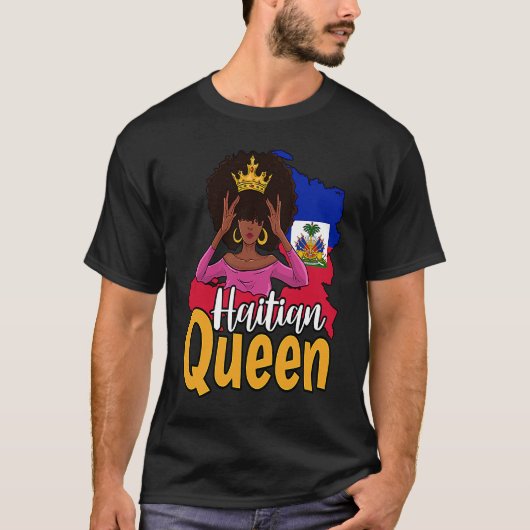 Haiti Haitian Love Flag Proud Woman Princess Crown Tシャツ (正面)