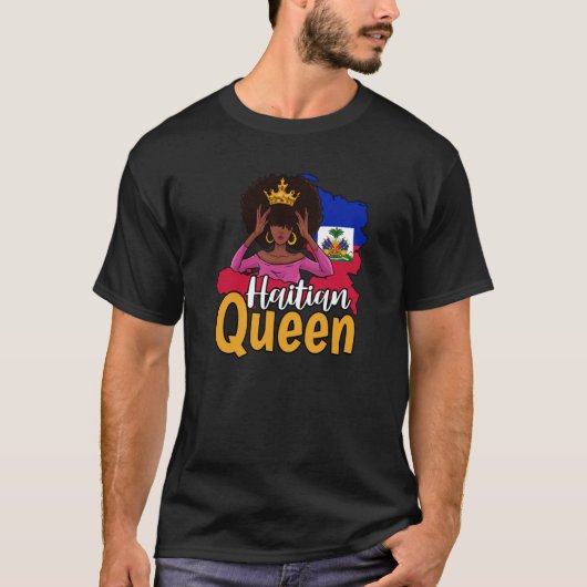 Haiti Haitian Love Flag Proud Woman Princess Crown Tシャツ (正面)