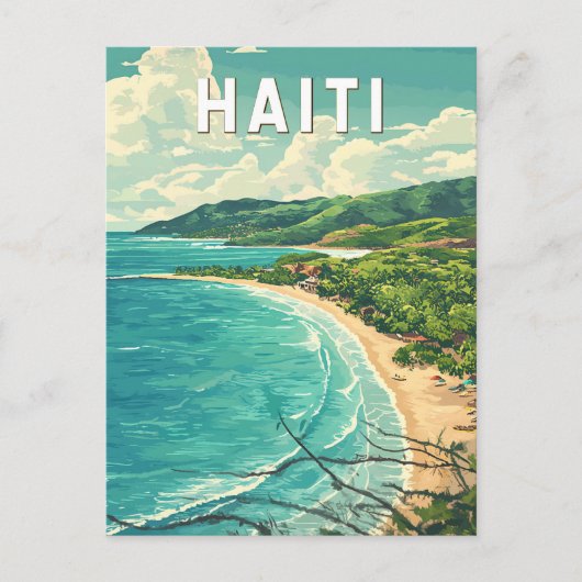 Haiti Illustration Travel Art Vintage ポストカード (正面)
