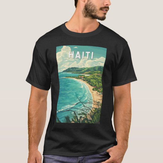 Haiti Illustration Travel Art Vintage Tシャツ (正面)