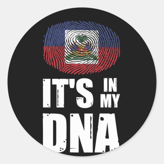 Haiti It's In My DNA Haitian Pride Fingerprint ラウンドシール (正面)