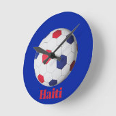 Haiti Soccer ラウンド壁時計 (傾斜)