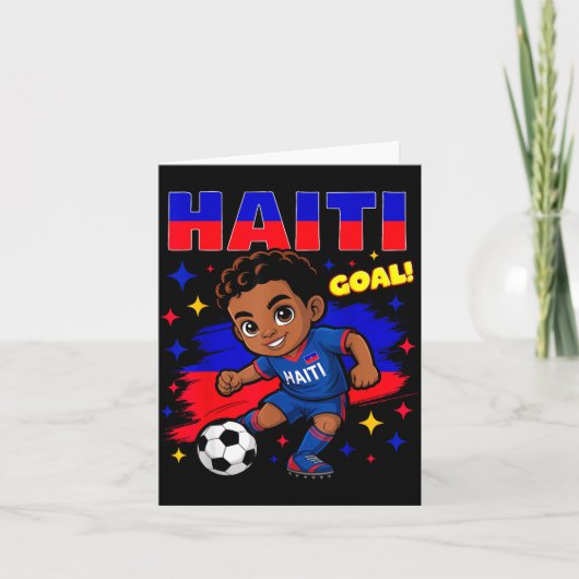 Haiti Soccer Kid Haitian Flag Soccer Player Footba カード (正面)