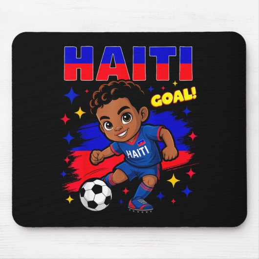 Haiti Soccer Kid Haitian Flag Soccer Player Footba マウスパッド (正面)