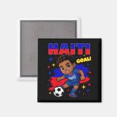 Haiti Soccer Kid Haitian Flag Soccer Player Footba マグネット (正面/裏面)
