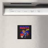 Haiti Soccer Kid Haitian Flag Soccer Player Footba マグネット (インサイチュ (食洗機))