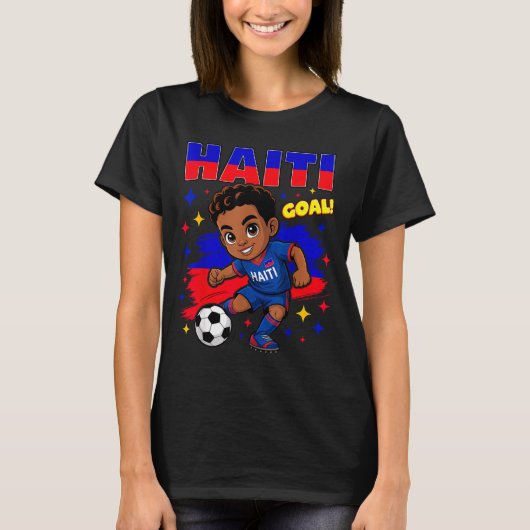 Haiti Soccer Kid Haitian Flag Soccer Player Footba Tシャツ (正面)