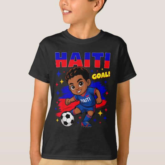 Haiti Soccer Kid Haitian Flag Soccer Player Footba Tシャツ (正面)