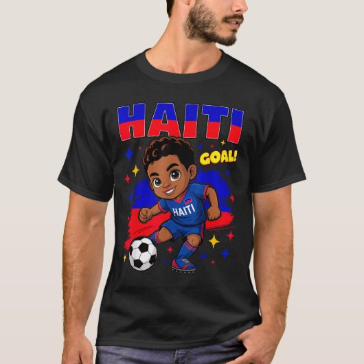 Haiti Soccer Kid Haitian Flag Soccer Player Footba Tシャツ (正面)