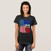 Haitian American Flag Half USA Haiti Root Proud Tシャツ (正面フル)