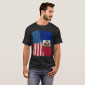 Haitian American Flag Half USA Haiti Root Proud Tシャツ (正面フル)
