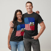 Haitian American Flag Half USA Haiti Root Proud Tシャツ (ユニセックス)