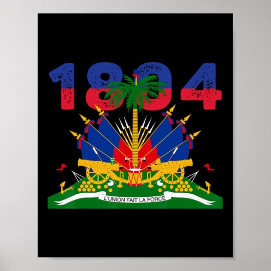 Haitian Flag Pride 1804 Independence Day Haiti Roo ポスター (正面)