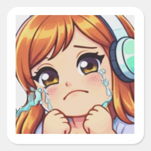 Haj Creations:「Cry」アニメーションスタイルステッカー スクエアシール (正面)