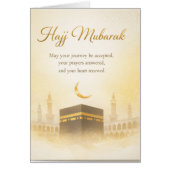 Hajj Mubarak Elegant Gold Kaaba Islamic Greeting  (正面)