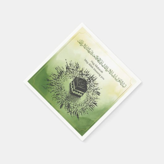 Hajj Mubarak、Mecca Saudi Arabiaの聖カアバ スタンダードカクテルナプキン (角)
