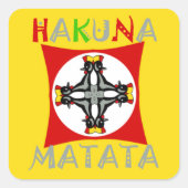Hakuna Matataおもしろいラスタカラー鮮やか: & 気に free スクエアシール (正面)