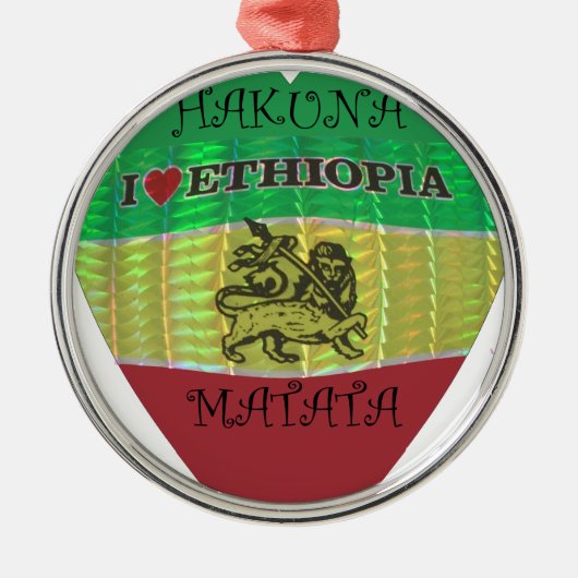 Hakuna Matata私はエチオピアの色が大好き.png メタルオーナメント (正面)
