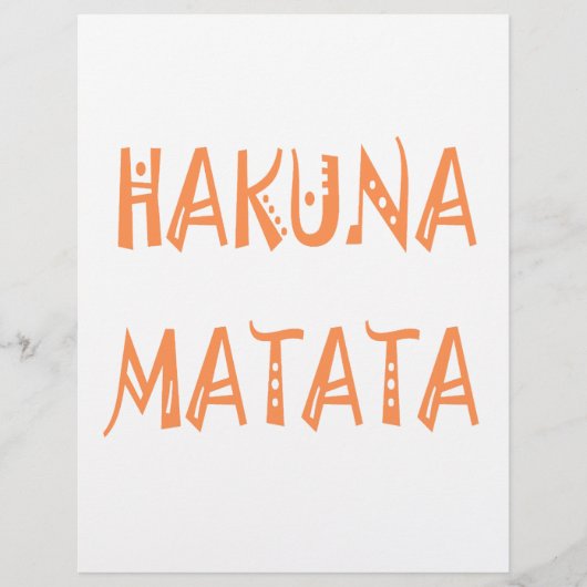 Hakuna Matata – アフリカの部族文字アート レターヘッド (正面)