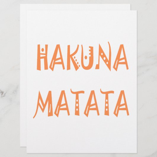 Hakuna Matata – アフリカの部族文字アート レターヘッド (正面/裏面)